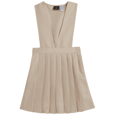 Beverly Hills Polo Club Girls' School Uniform Dress - Sleeveless Pleated Khaki & Navy Jumper Dress (4-16)