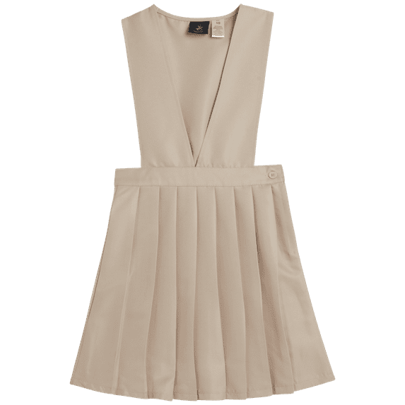 Beverly Hills Polo Club Girls' School Uniform Dress - Sleeveless Pleated Khaki & Navy Jumper Dress (4-16)