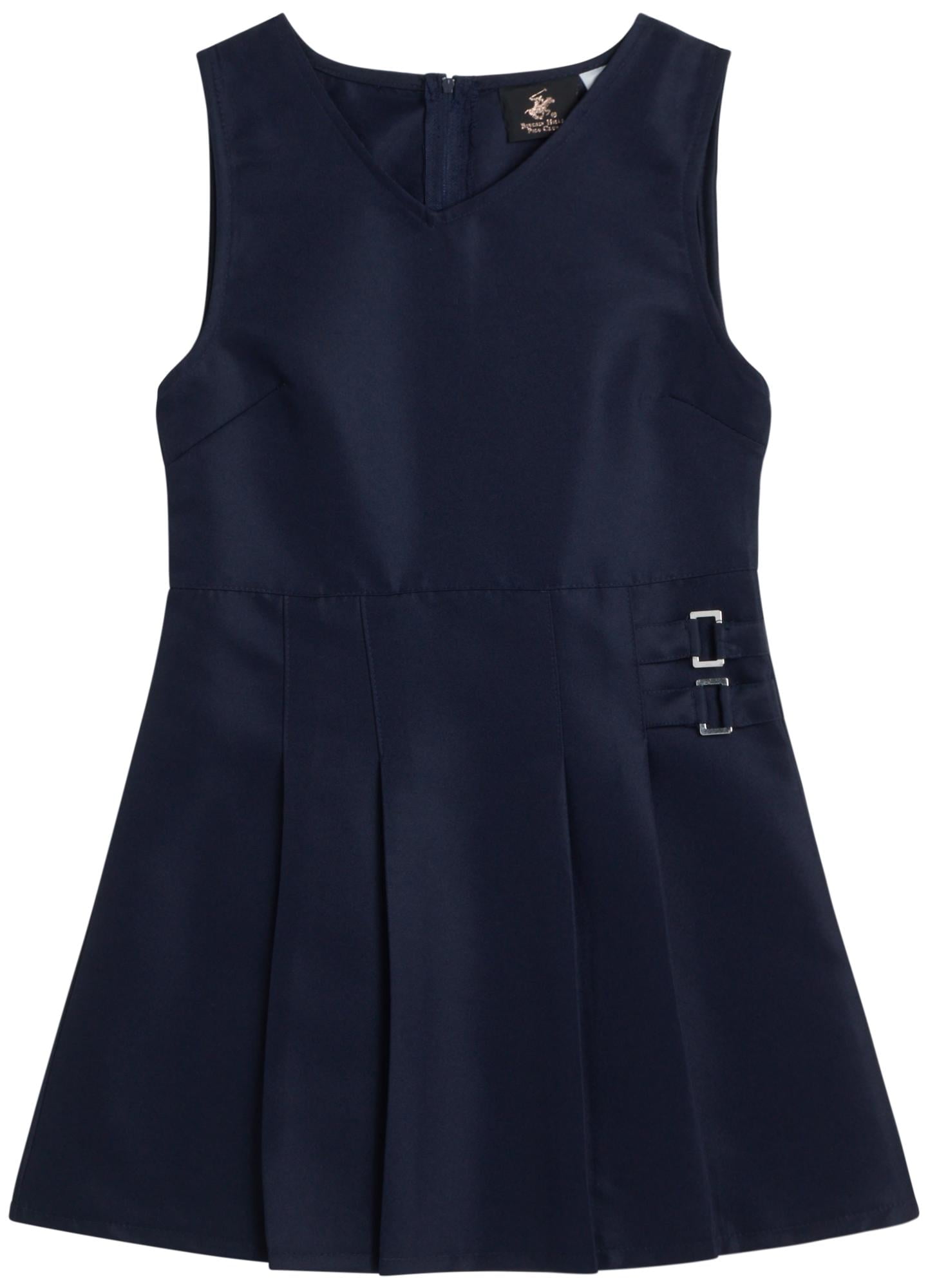 Beverly Hills Polo Club Girls' School Uniform Jumper Dress, Sleeveless  Pleated Khaki & Navy (4-16) - Walmart.com