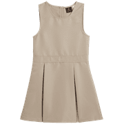 BEVERLY HILLS POLO CLUB Girls' School Uniform Dress - Sleeveless Pleated Khaki & Navy Jumper Dress (4-16)