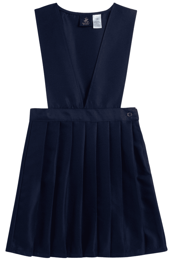 Girls' School Uniform Dress - Sleeveless Pleated Khaki & Navy Jumper Dress (4-16)