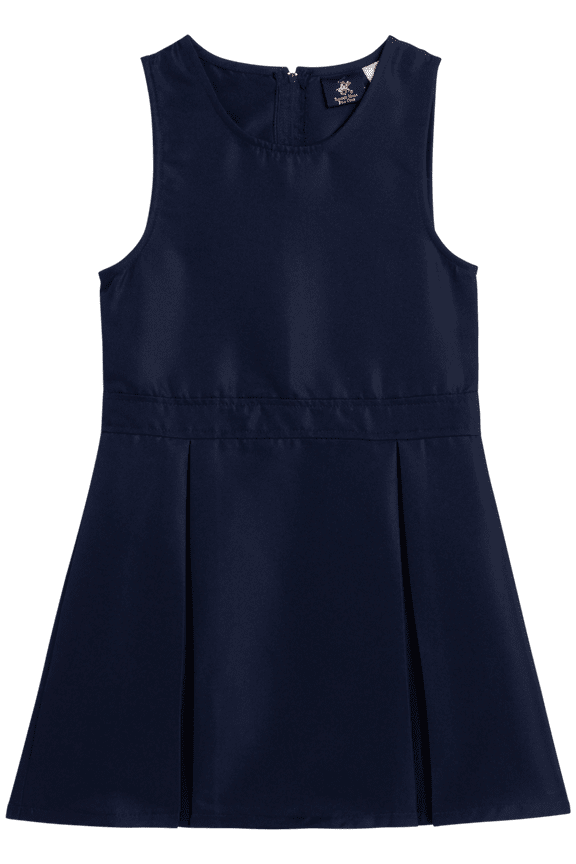 Girls' School Uniform Dress - Sleeveless Pleated Khaki & Navy Jumper Dress (4-16)