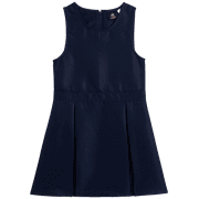 Beverly Hills Polo Club Girls' School Uniform Dress - Sleeveless Pleated Khaki & Navy Jumper Dress (4-16)