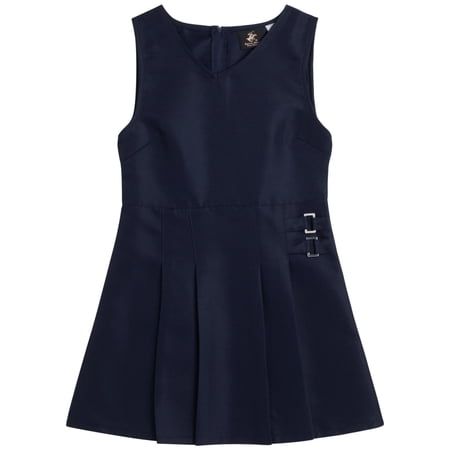 Beverly Hills Polo Club Girls' School Uniform Dress - Sleeveless Pleated Khaki & Navy Jumper Dress (4-16)