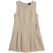 Beverly Hills Polo Club Girls School Uniform Dress - Sleeveless Pleated Khaki & Navy Jumper Dress 4-16