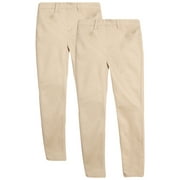Beverly Hills Polo Club Girls' School Uniform Pants - 2 Pack Stretch Khaki Jegging Leggings (4-16)