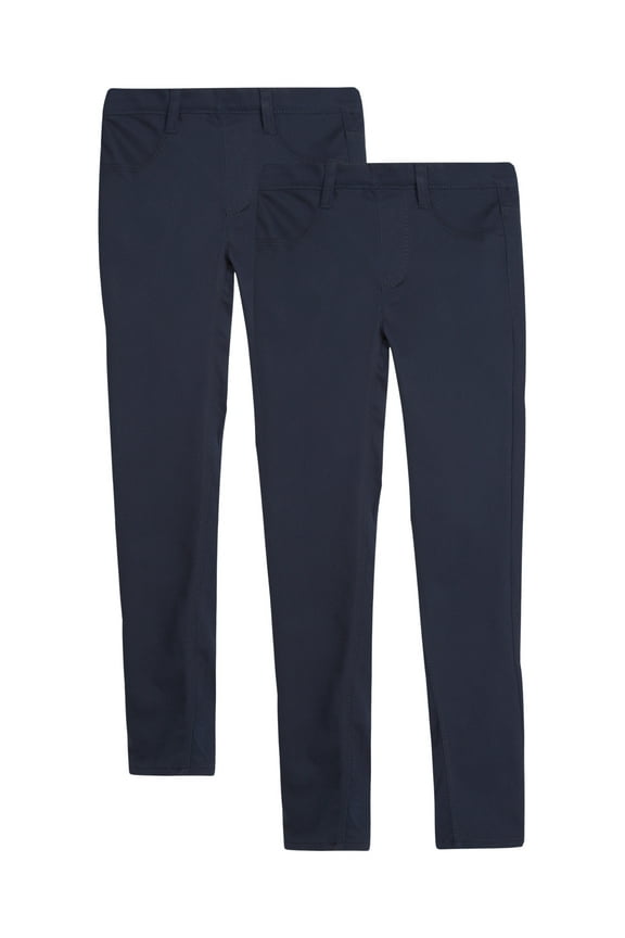 Girls' School Uniform Pants - 2 Pack Stretch Khaki Jegging Leggings (4-16)