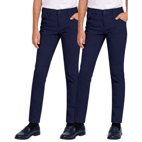 Beverly Hills Polo Club Girls School Uniform Pants Stretch Skinny Fit Khaki Pants 2 Pack