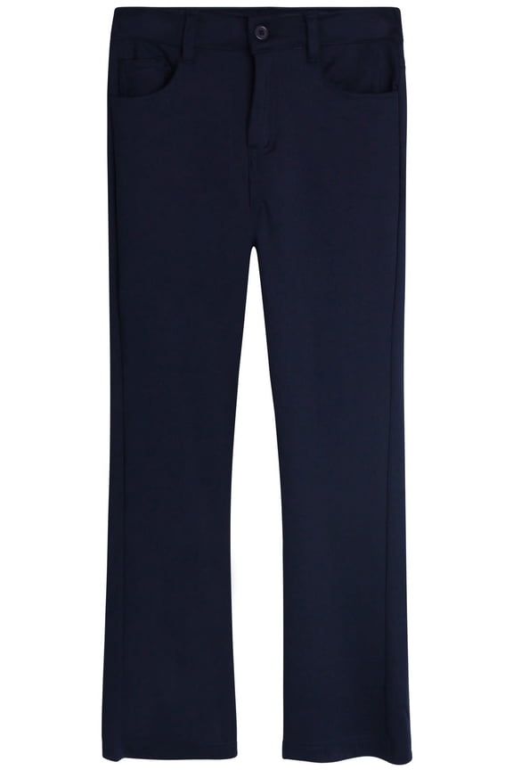 Girls' School Uniform Ponte Pants - 5 Pocket Wide Leg Flare Pants for Girls, 4-16