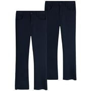 BEVERLY HILLS POLO CLUB Girls' School Uniform Ponte Pants - 2 Pack Wide Leg Flare Pants for Girls, 4-16