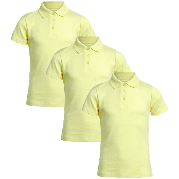 Beverly Hills Polo Club Girls' School Uniform Shirt – 3 Pack Short Sleeve Polo T-Shirt (Size: 4-16)