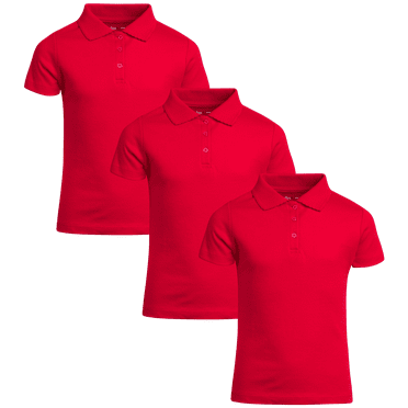 Beverly Hills Polo Club Girls' School Uniform Shirt – 3 Pack Short Sleeve Polo T-Shirt (Size: 4-16)