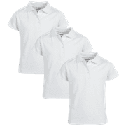 BEVERLY HILLS POLO CLUB Girls' School Uniform Shirt – 3 Pack Short Sleeve Polo T-Shirt (Size: 4-16)