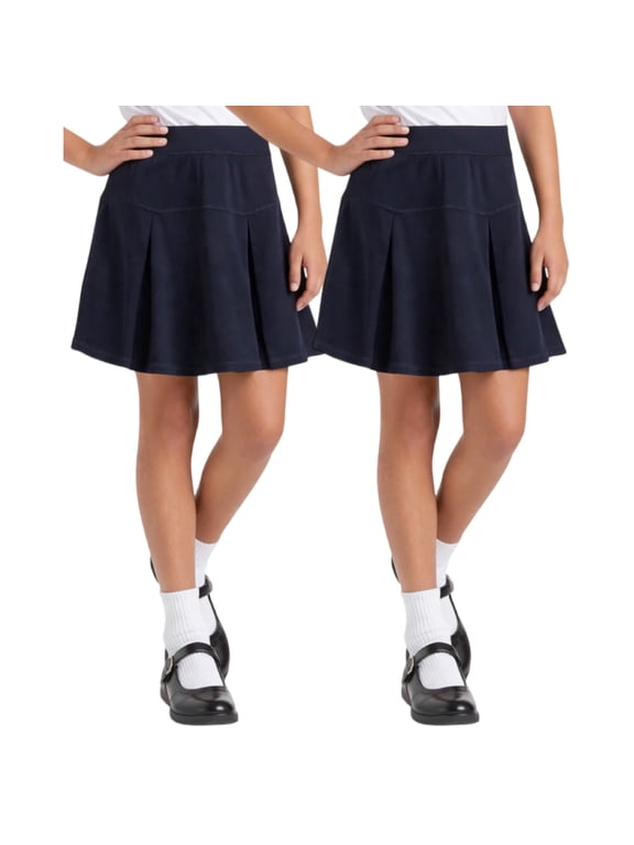 Girls School Uniform Skirt - 2 Pack Performance Scooter Skort for Girls, 4-16