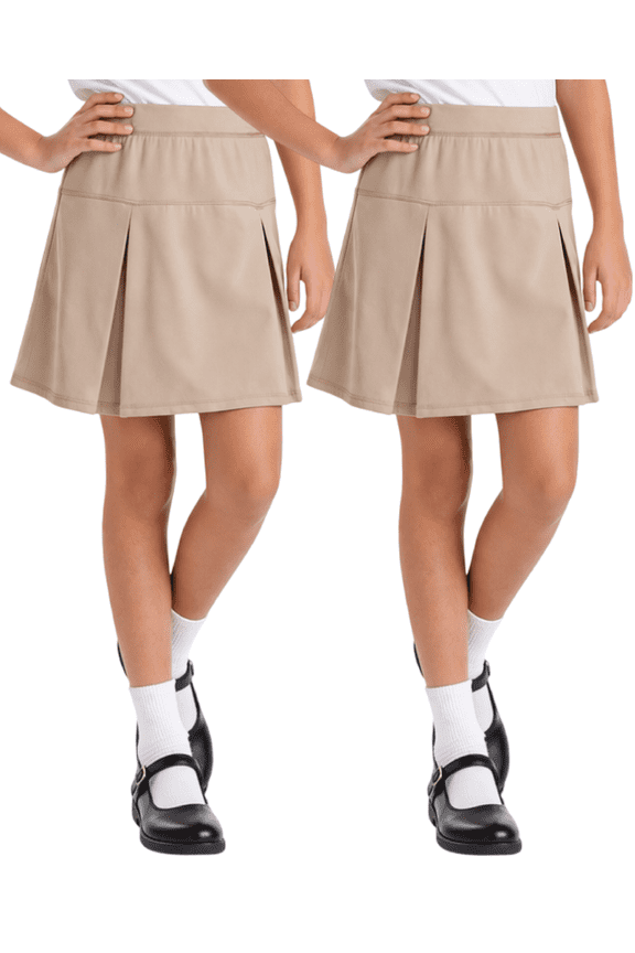 Girls School Uniform Skirt - 2 Pack Performance Scooter Skort for Girls, 4-16
