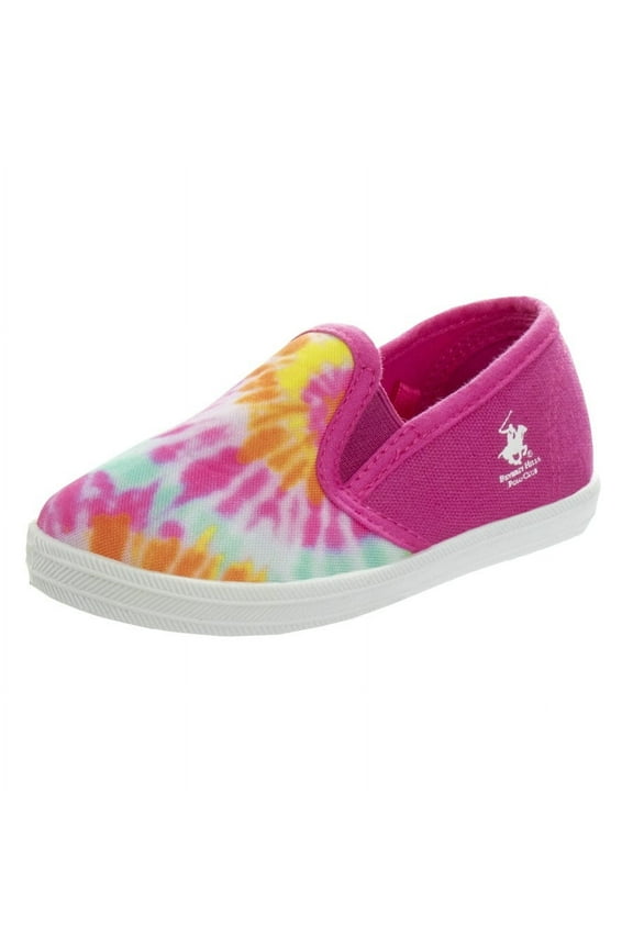 Girls Slip On Canvas Sneakers. (Toddler Little Kids), Fuchsia Multi, Size: 8