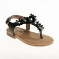 thumbnail image 1 of Beverly Hills Polo Club Girls Toddler Thong Sandal with Multi Flower Accents, Black, 6, 1 of 4