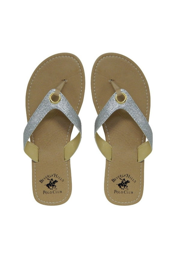 Glimmer Adult Women Sparkle Sandal Flip Flop Thong (Silver Size 6)
