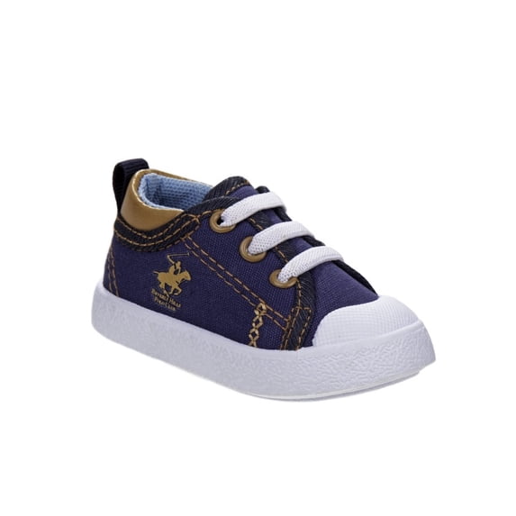 Beverly Hills Polo Club Infant Canvas Shoes, Navy Tan, 4