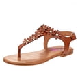 thumbnail image 1 of Beverly Hills Polo Club Kid Girls Thong Sandal with Multi Flower Accents, Brown, 2, 1 of 4