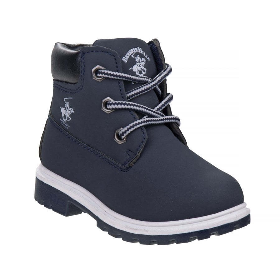 Beverly Hills Polo Club Lace Up Little Girls Construction Boots for Outdoor Activities, Navy, 1