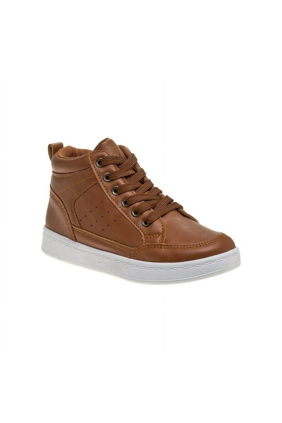 Little Kid Boys High-Top Lace-up Flat Heel Casual Sneakers - Tan , Size: 11