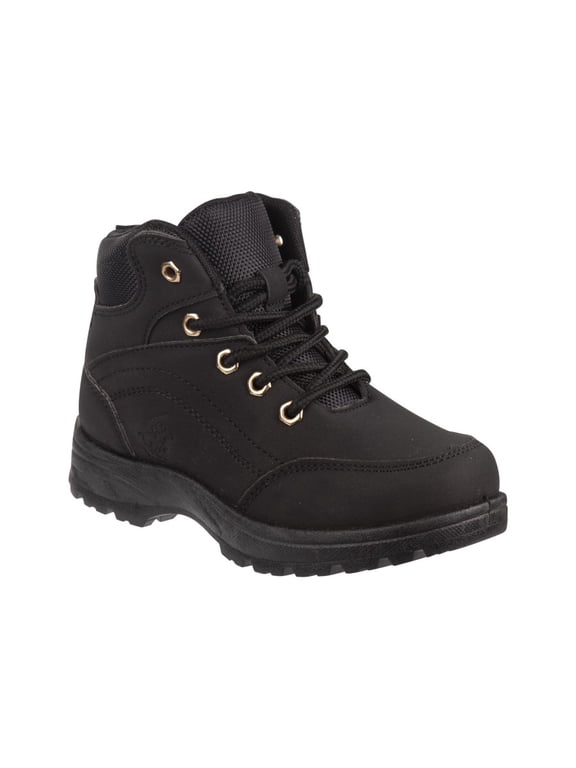 Little Kids Boys Lace-up Low Heel Hiking Boots - Black, Size: 13