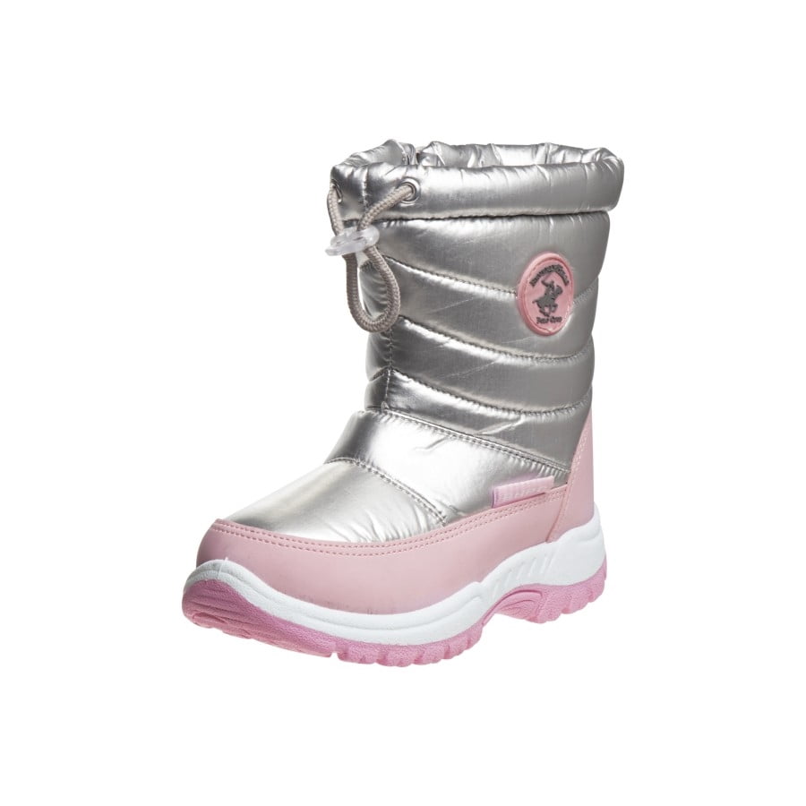 Beverly Hills Polo Club Little Kids Girls Snow Boots, Silver Pink, 13