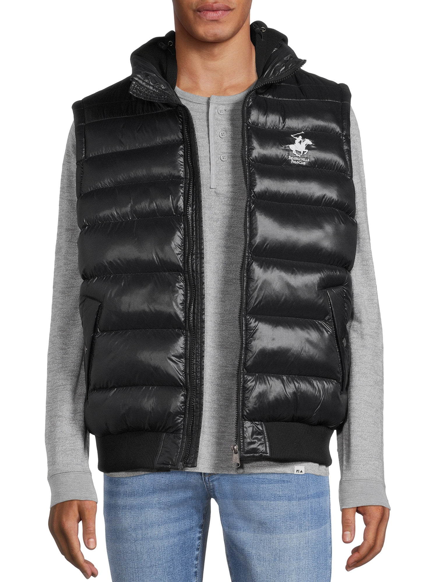 Beverly Hills Polo Club Men's Glossy Puffer Vest with Hood