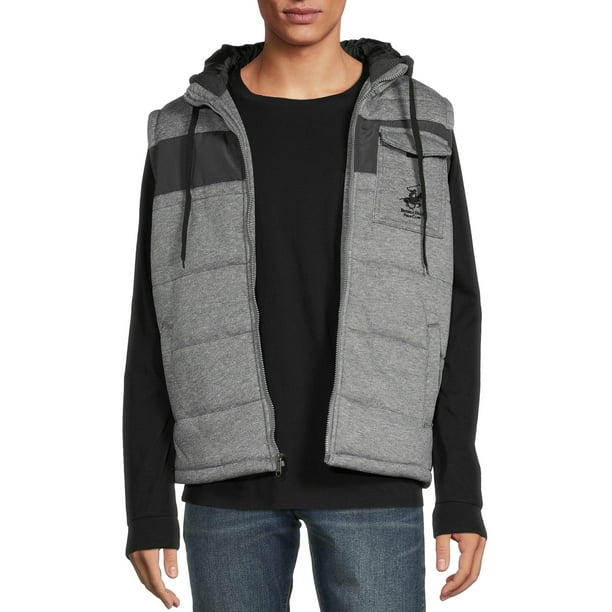 Beverly Hills Polo Club Mens Quilted Fleece Vest With Hood