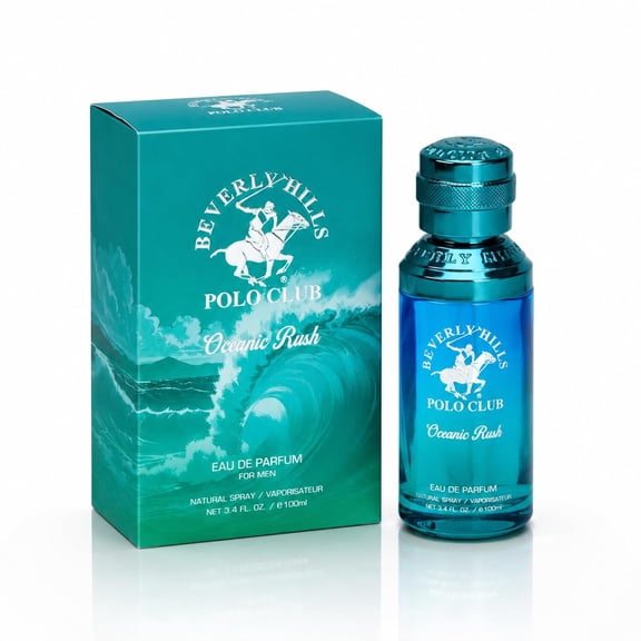 Beverly Hills Polo Club Oceanic Rush Eau de Parfum for Men, Fresh Aquatic Fragrance Spray, 3.4 fl oz