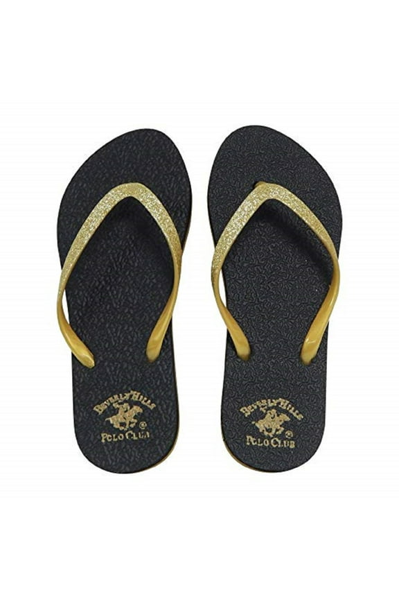 Sizzle Adult Women's Glitter Sparkle Flip Flop Sandal Thong (Size 6 Gold)
