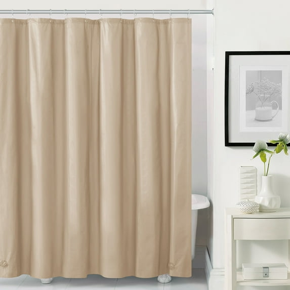Beverly Hills Polo Club Solid Taupe 3-Gauge PEVA Shower Liner, 72" x 72"