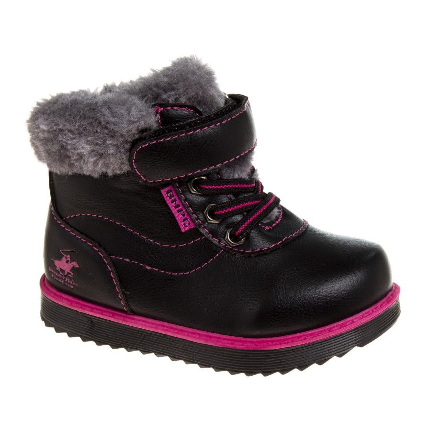Beverly Hills Polo Club Toddler Girls Faux Fur Lace-Up Boots, Black