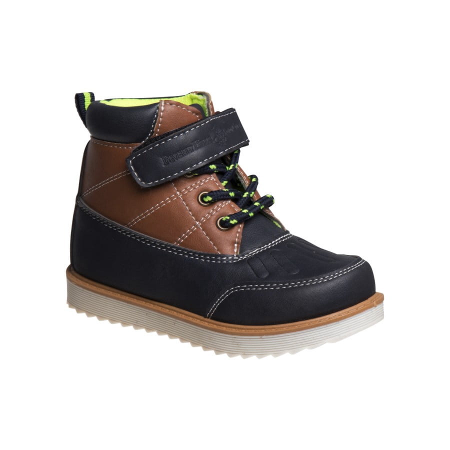 Beverly Hills Polo Club Toddler Boys Synthetic Hook and Loop Casual Boots, Navy Brown, Size: 5