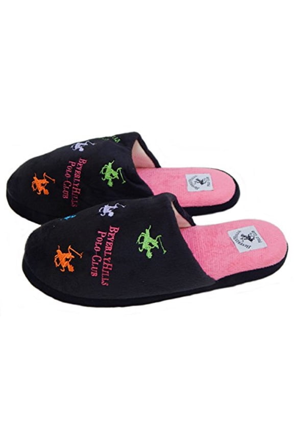 Ultra-Soft Adult Women Plush Scuffs Cozy Non-Skid Slippers - Great for Gifts (Size Small, Black Multi)