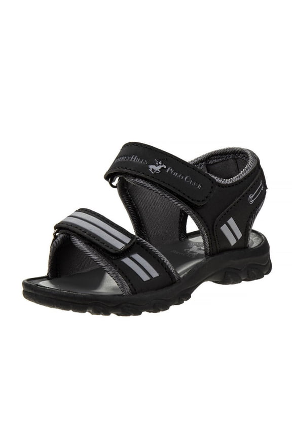 Hook And Loop Boys Open Toe Kids Sport Sandals, Black, 12