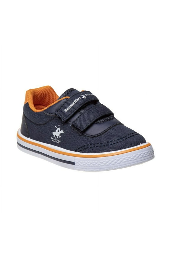 Beverly Hills Toddler Canvas Slip On Adjustable Strap Sneakers, Navy Orange, Size: 5