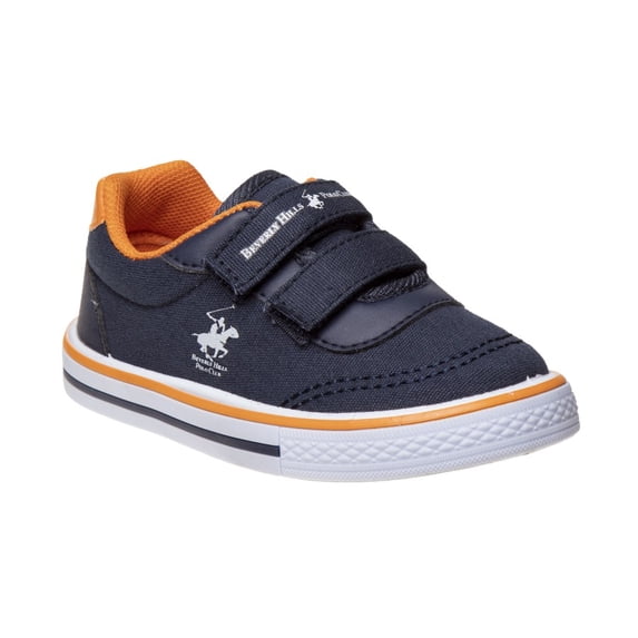 Beverly Hills Toddler Canvas Slip On Adjustable Strap Sneakers, Navy Orange, Size: 5