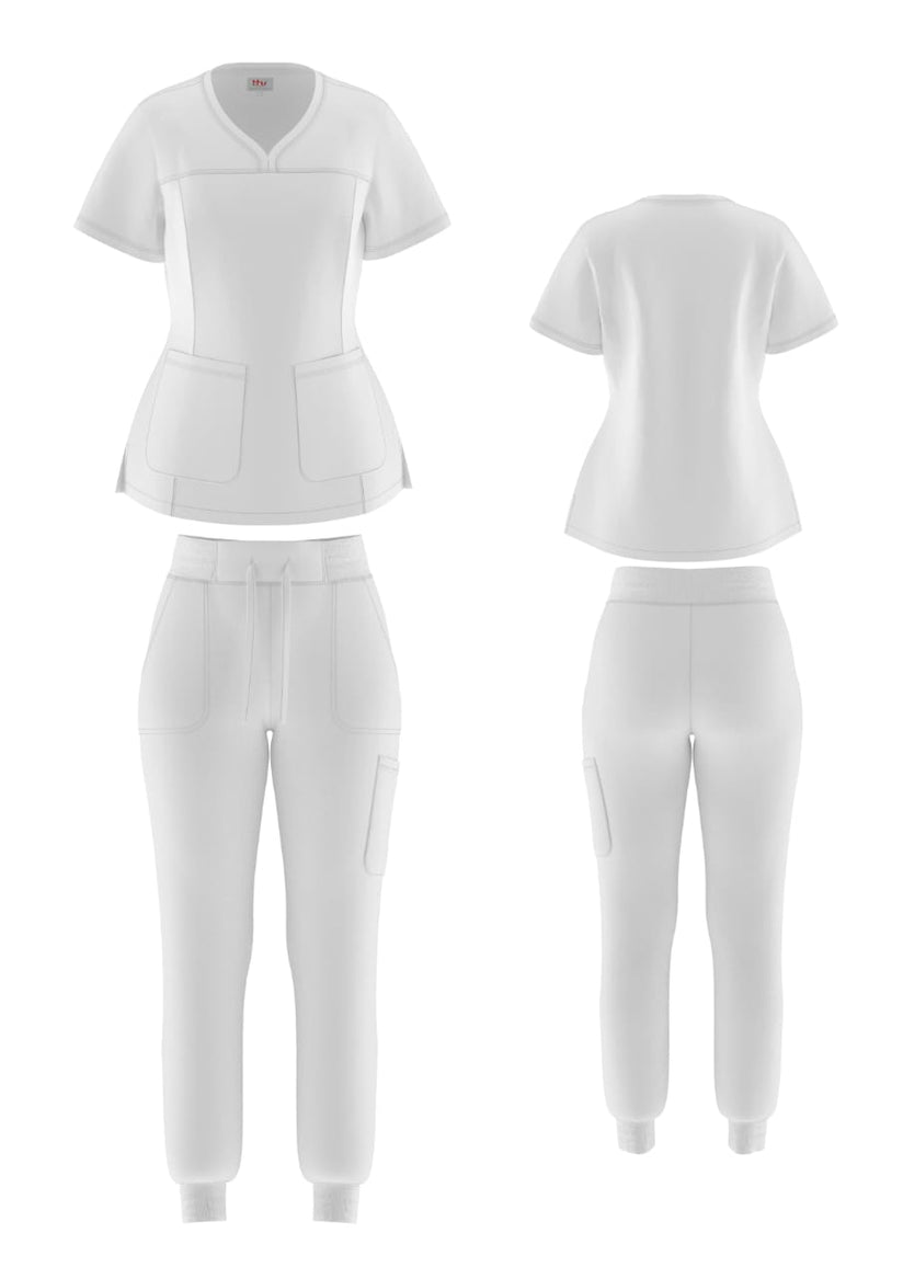 Dagacci Medical Uniform Women's Scrub Set Stretch and Soft YNeck Top
