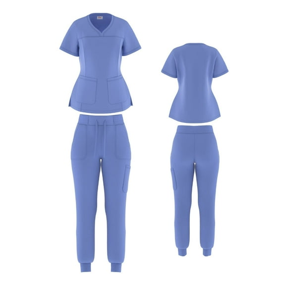 Beverly Hills Uniforms Ladies Stretch Jogger Scrub Set, Top and Pants, Trendy & Stylish Jogger Pants