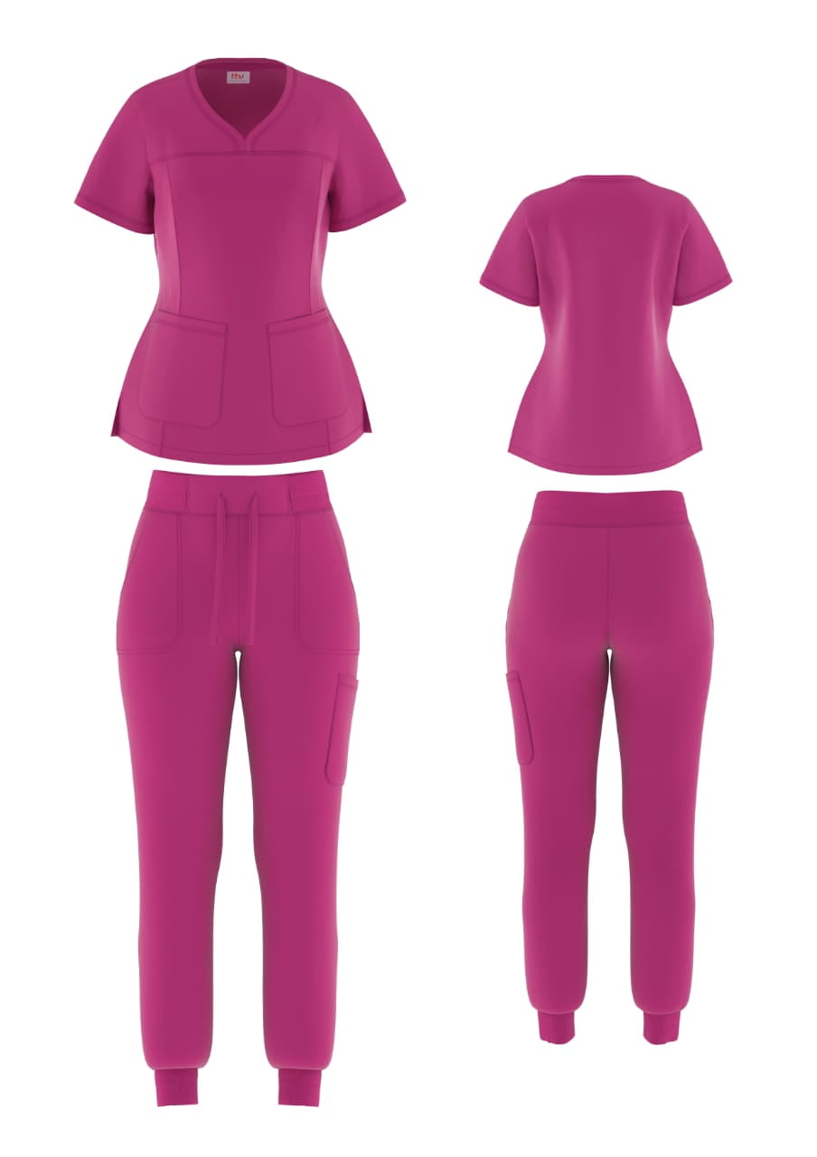 Beverly Hills Uniforms Ladies Stretch Jogger Scrub Set, Top and Pants, Trendy & Stylish Jogger