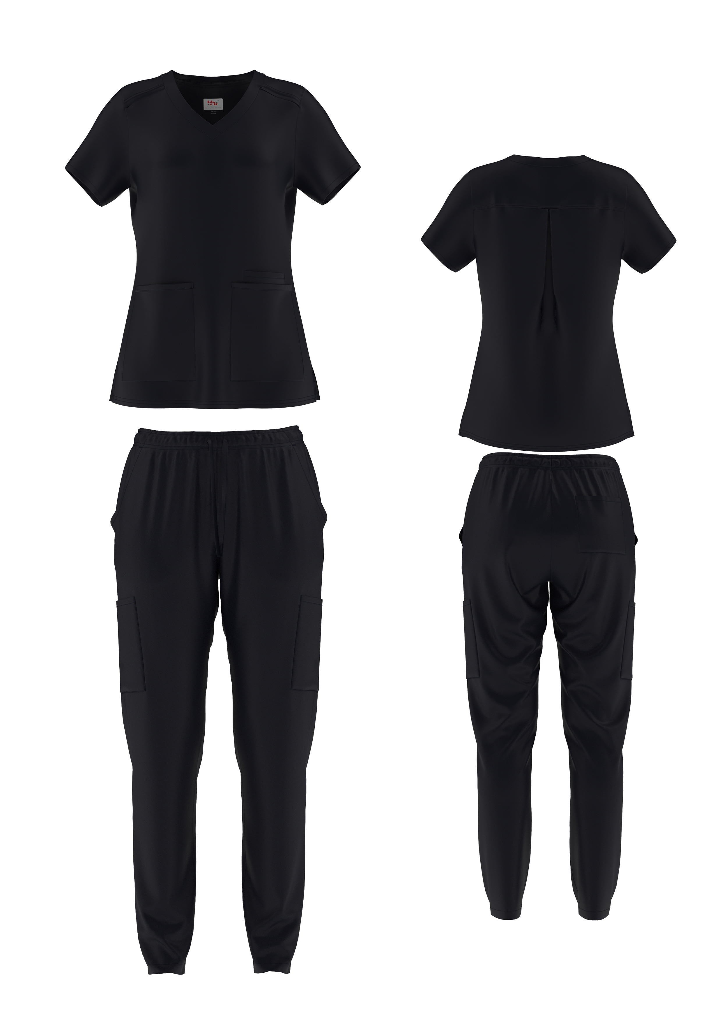 Beverly Hills Uniforms Stretch Cargo Scrub Set for Women with 8 Pockets