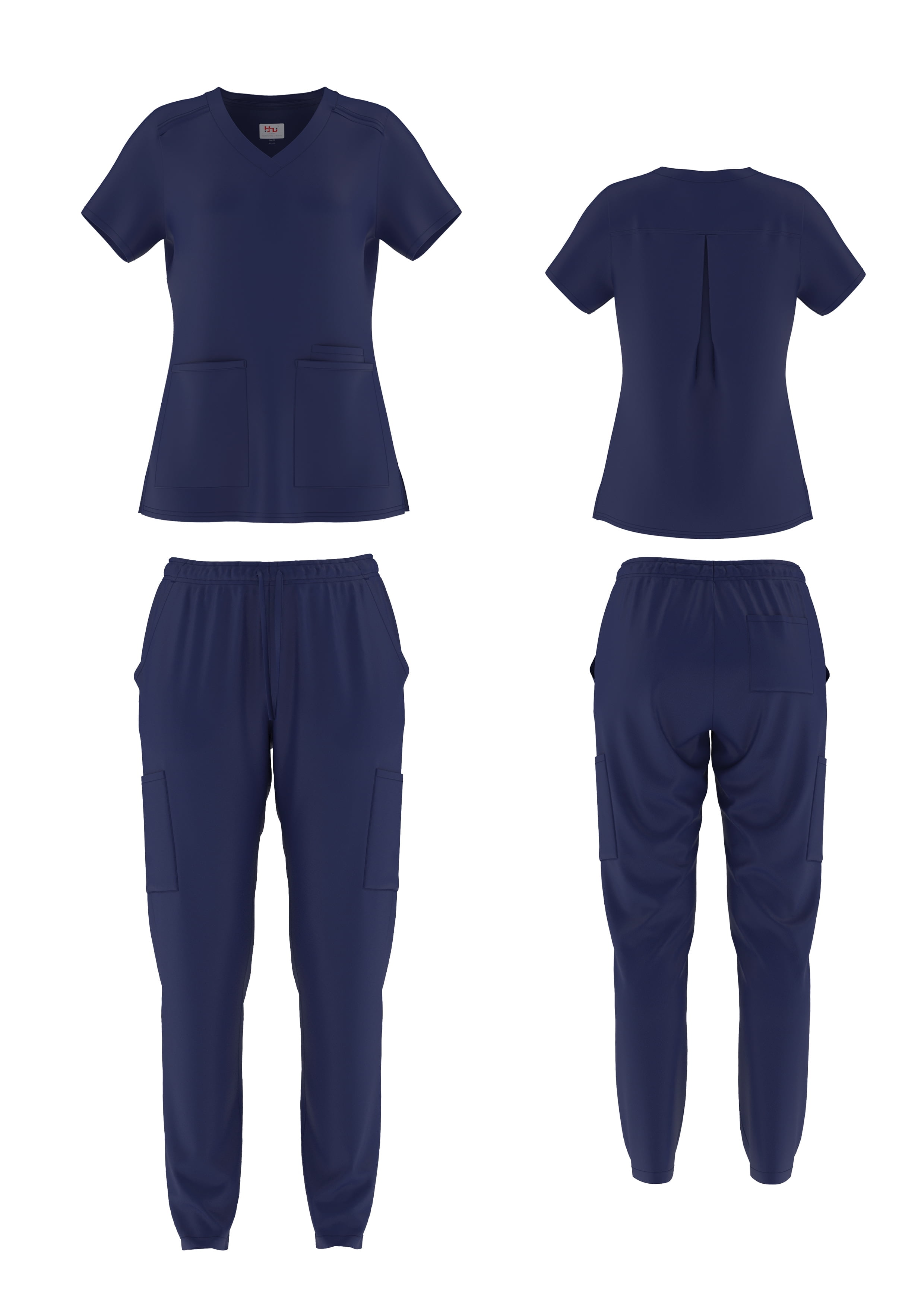 Beverly Hills Uniforms Stretch Cargo Scrub Set for Women with 8 Pockets, Available in 10 Colors