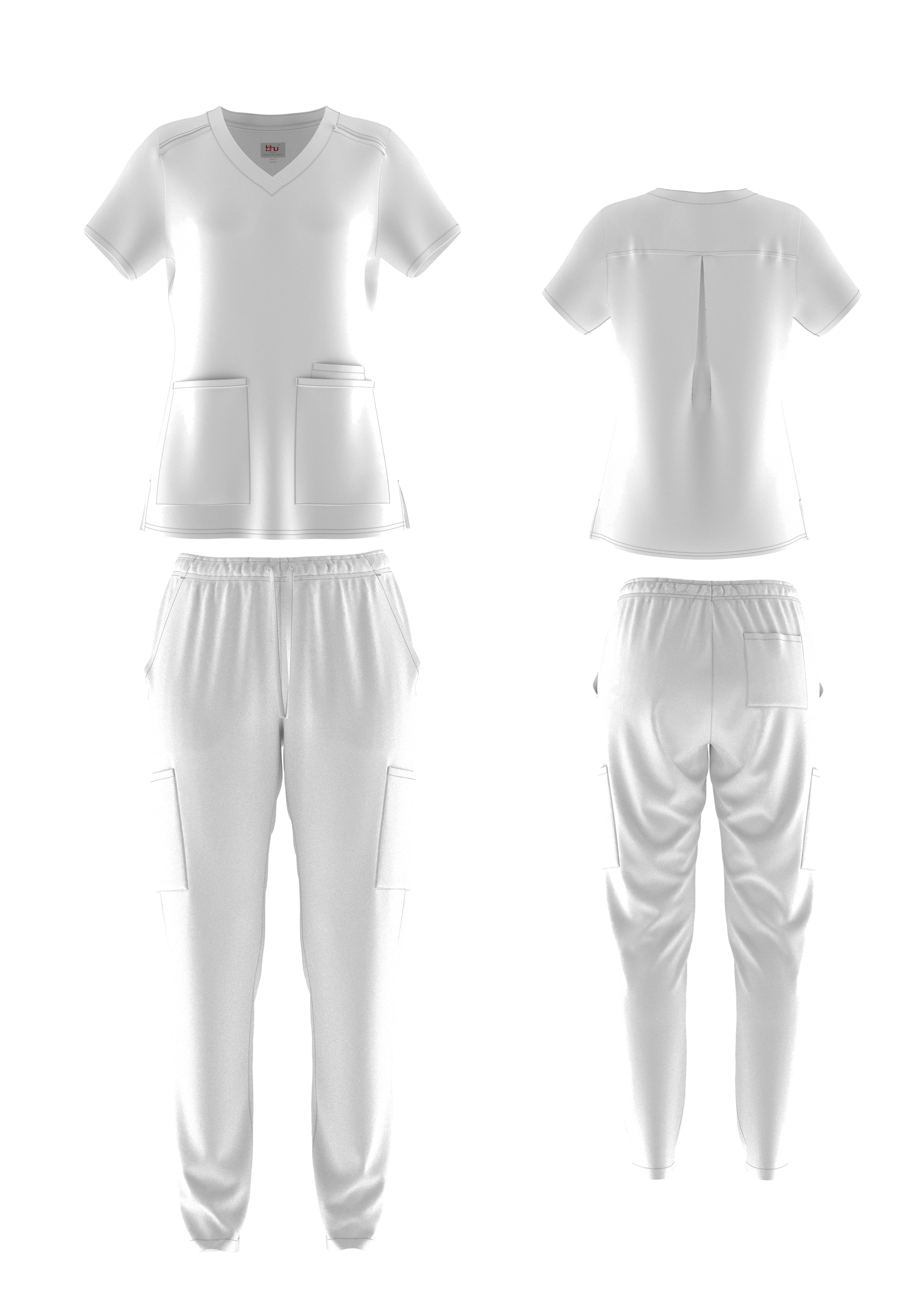 Beverly Hills Uniforms Stretch Cargo Scrub Set for Women with 8 Pockets