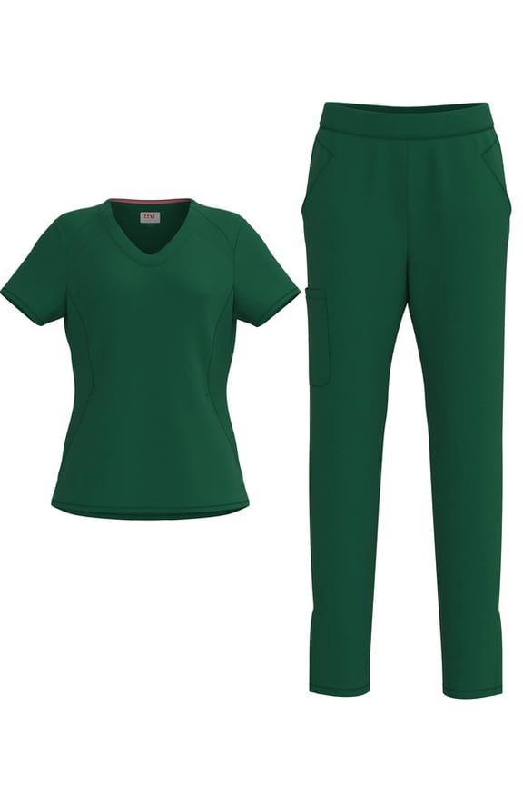 Women's 4 Way STRETCH Panel Side Top with Slit Zipper Scrub Pants