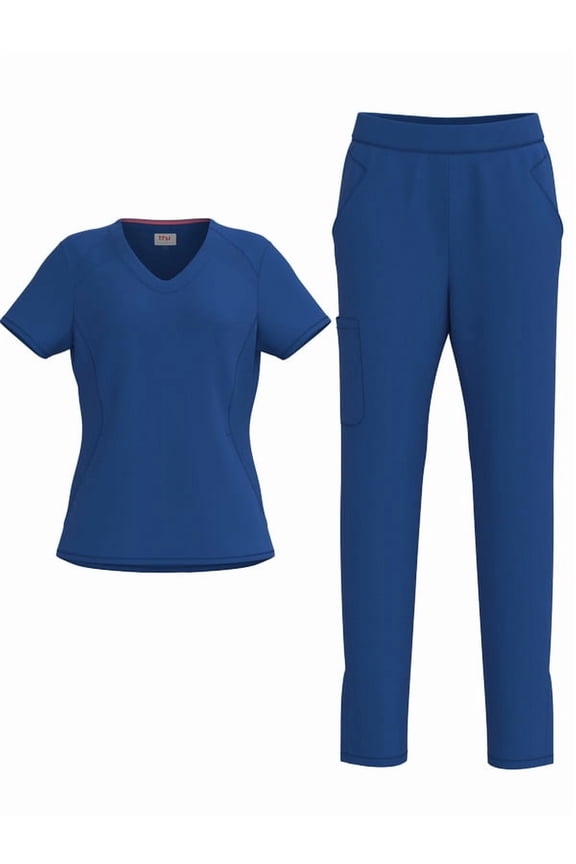 Women's 4 Way STRETCH Panel Side Top with Slit Zipper Scrub Pants