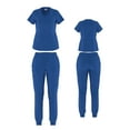 thumbnail image 1 of Beverly Hills Uniforms Women’s Stretch Yoga Jogger Scrub Set Top with Pants - Stretch V-Neck Scrub Top & Jogger Pant With 8 Pockets, 1 of 3