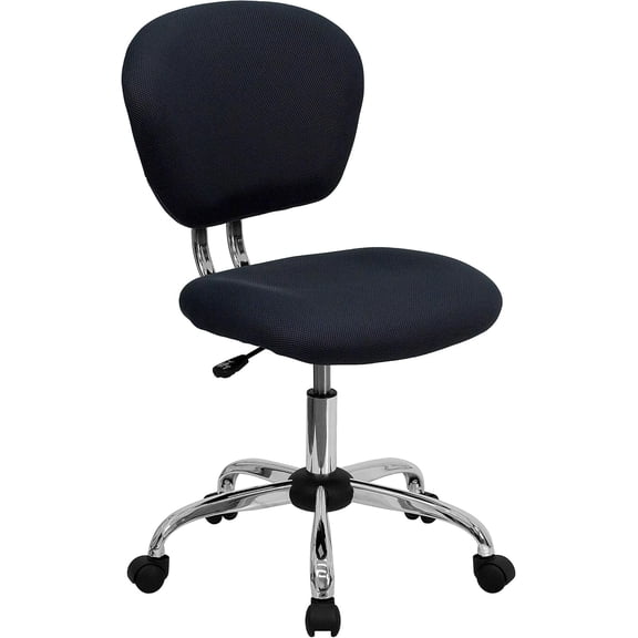 Beverly Mid-Back Gray Mesh Padded Swivel Task Office Chair with Chrome Base