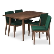 Beverly Modern Solid Wood Walnut Dining Table and 4 Chair Set